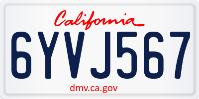 CA license plate 6YVJ567