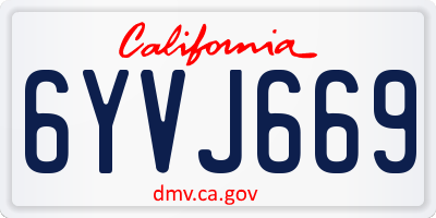 CA license plate 6YVJ669