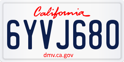 CA license plate 6YVJ680
