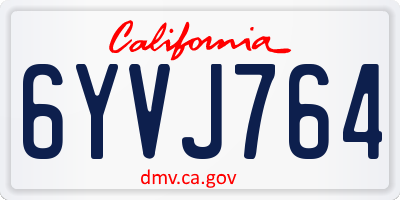 CA license plate 6YVJ764