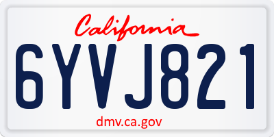 CA license plate 6YVJ821