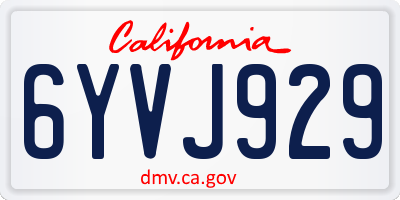 CA license plate 6YVJ929