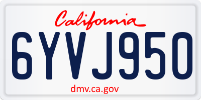 CA license plate 6YVJ950