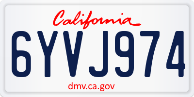 CA license plate 6YVJ974