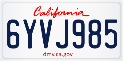 CA license plate 6YVJ985