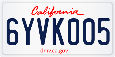 CA license plate 6YVK005