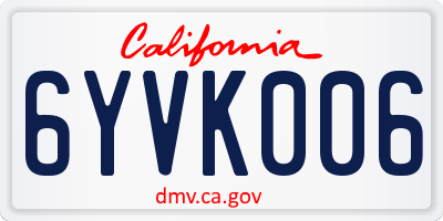 CA license plate 6YVK006