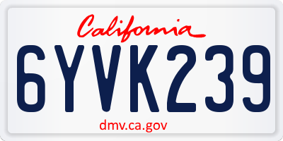 CA license plate 6YVK239
