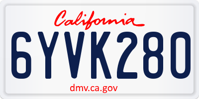 CA license plate 6YVK280