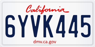 CA license plate 6YVK445