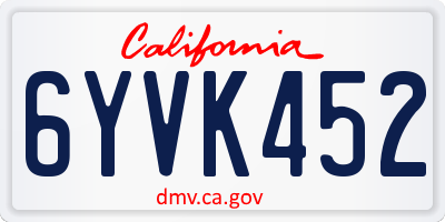 CA license plate 6YVK452