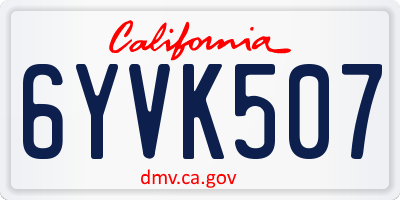 CA license plate 6YVK507