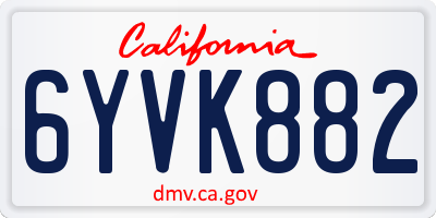 CA license plate 6YVK882