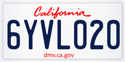 CA license plate 6YVL020