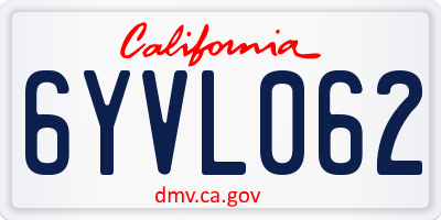 CA license plate 6YVL062