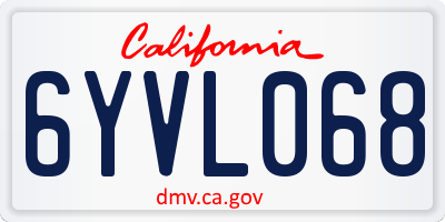 CA license plate 6YVL068
