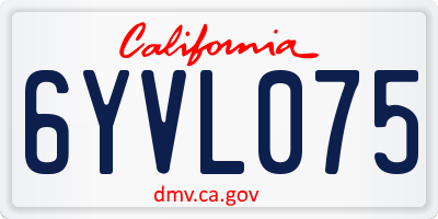 CA license plate 6YVL075