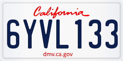 CA license plate 6YVL133