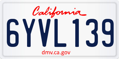 CA license plate 6YVL139