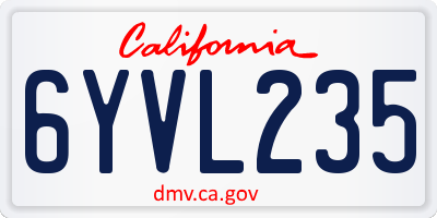 CA license plate 6YVL235