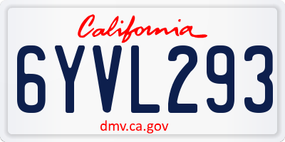 CA license plate 6YVL293