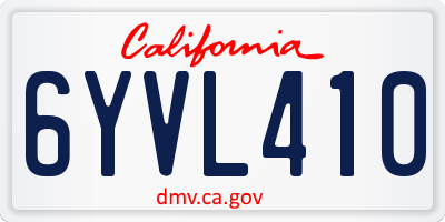 CA license plate 6YVL410