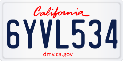 CA license plate 6YVL534