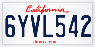 CA license plate 6YVL542