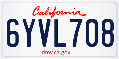 CA license plate 6YVL708