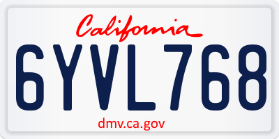 CA license plate 6YVL768
