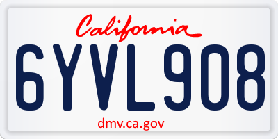 CA license plate 6YVL908