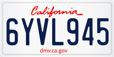 CA license plate 6YVL945