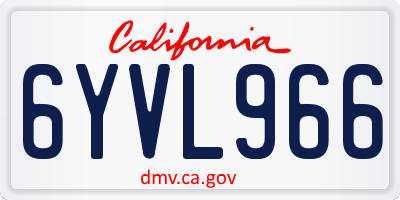 CA license plate 6YVL966
