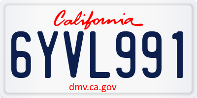 CA license plate 6YVL991