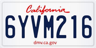 CA license plate 6YVM216