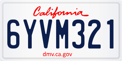 CA license plate 6YVM321