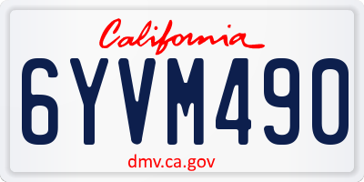 CA license plate 6YVM490