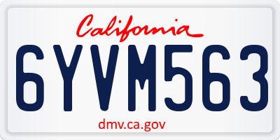 CA license plate 6YVM563