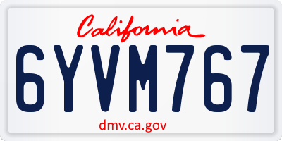 CA license plate 6YVM767