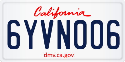 CA license plate 6YVN006