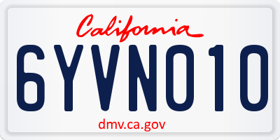 CA license plate 6YVN010