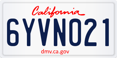CA license plate 6YVN021