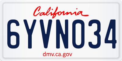 CA license plate 6YVN034
