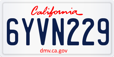 CA license plate 6YVN229