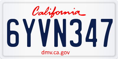 CA license plate 6YVN347