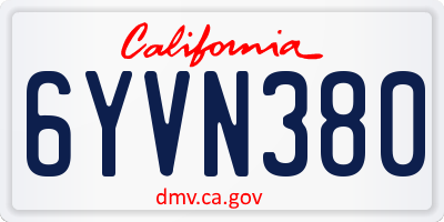 CA license plate 6YVN380