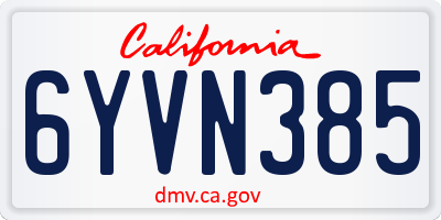 CA license plate 6YVN385
