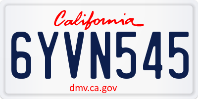 CA license plate 6YVN545