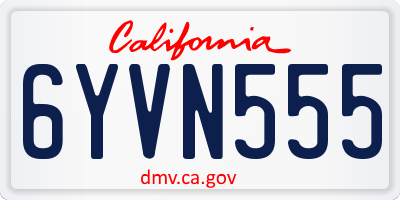 CA license plate 6YVN555