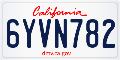 CA license plate 6YVN782